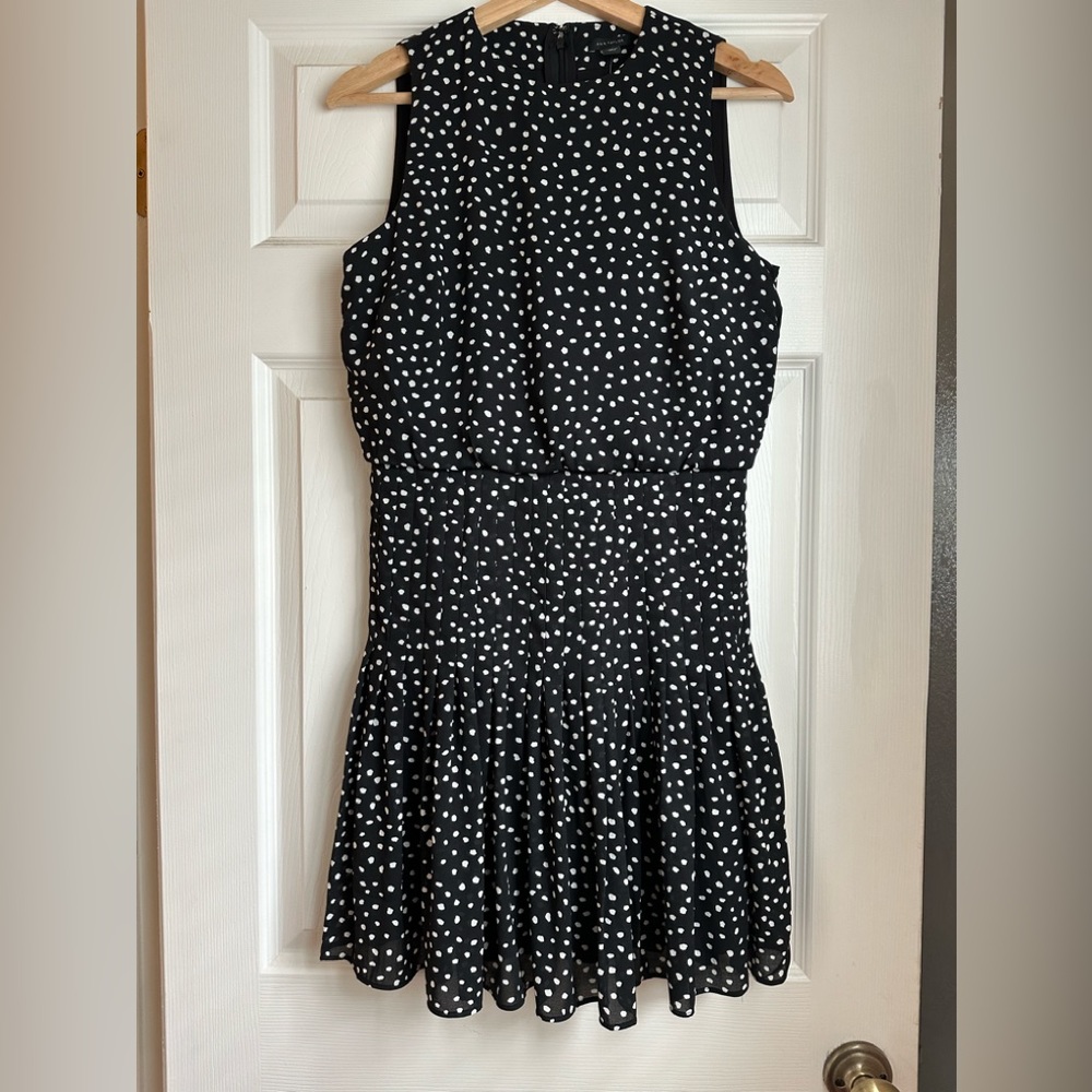 Ann Taylor Spotted Pleated Flare Dress